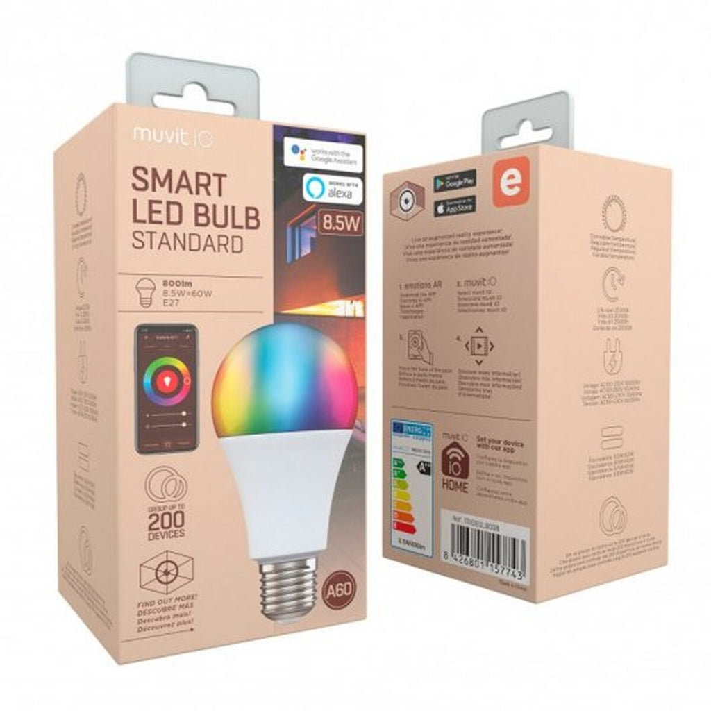 Smart Light bulb Muvit 8,5 W E27 2700 K 6500 K 800 lm Wi-Fi LED White